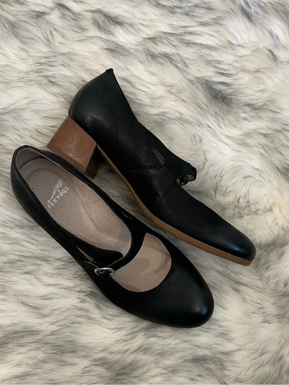 Dansko black leather Mary Jane wooden block heels coquette academia comfort - Picture 1 of 7